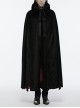 Black And Red Non Elastic Thickened Faux Fur Front Three Dimensional Bat Collar Design Gothic Style Cape