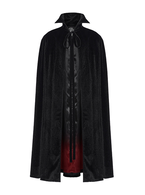 Black And Red Non Elastic Thickened Faux Fur Front Three Dimensional Bat Collar Design Gothic Style Cape