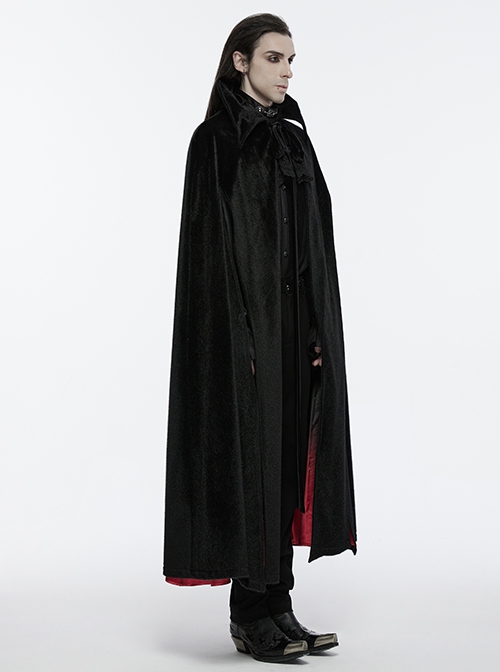 Black And Red Non Elastic Thickened Faux Fur Front Three Dimensional Bat Collar Design Gothic Style Cape