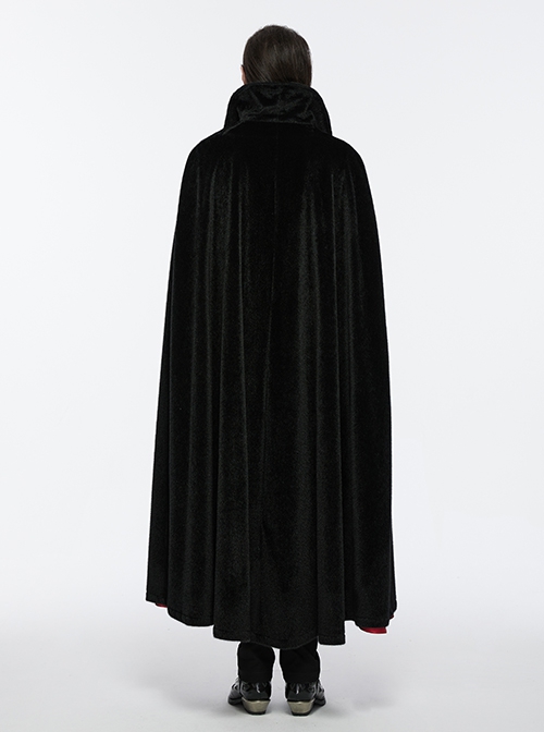 Black And Red Non Elastic Thickened Faux Fur Front Three Dimensional Bat Collar Design Gothic Style Cape