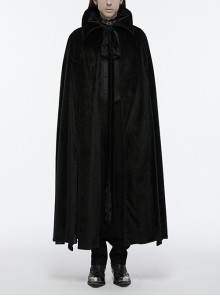 Black Non Elastic Thickened Faux Fur Front Three Dimensional Bat Collar Design Gothic Style Cape