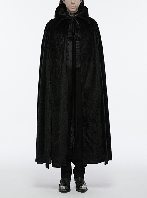 Black Non Elastic Thickened Faux Fur Front Three Dimensional Bat Collar Design Gothic Style Cape