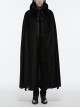 Black Non Elastic Thickened Faux Fur Front Three Dimensional Bat Collar Design Gothic Style Cape