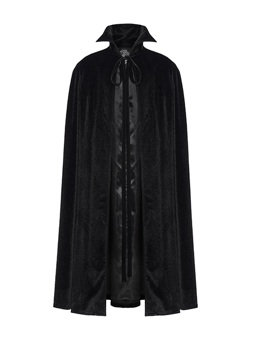 Black Non Elastic Thickened Faux Fur Front Three Dimensional Bat Collar Design Gothic Style Cape