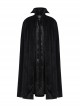 Black Non Elastic Thickened Faux Fur Front Three Dimensional Bat Collar Design Gothic Style Cape
