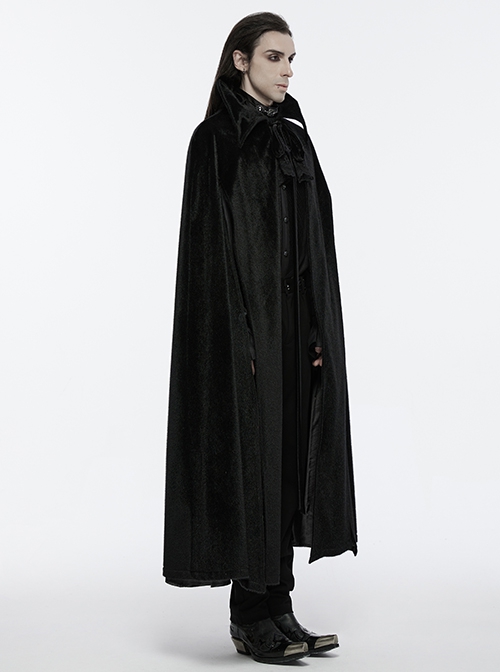 Black Non Elastic Thickened Faux Fur Front Three Dimensional Bat Collar Design Gothic Style Cape