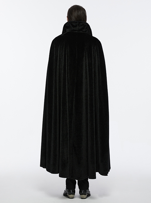 Black Non Elastic Thickened Faux Fur Front Three Dimensional Bat Collar Design Gothic Style Cape