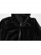 Black Non Elastic Thickened Faux Fur Front Three Dimensional Bat Collar Design Gothic Style Cape
