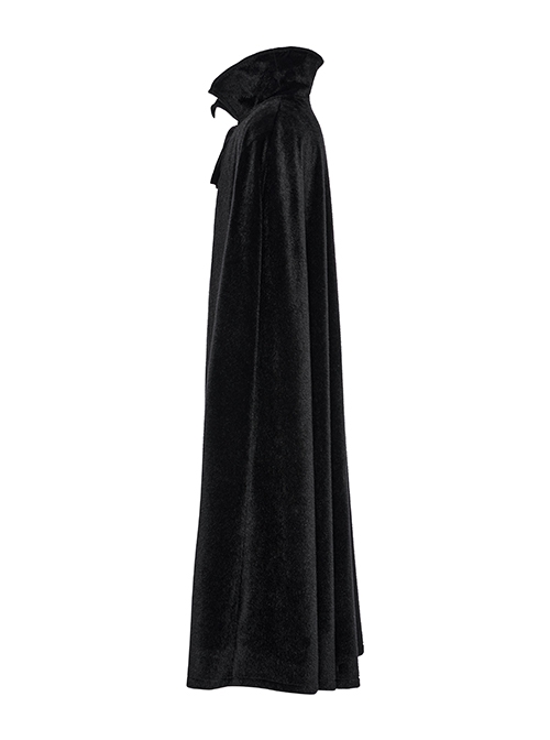 Black Non Elastic Thickened Faux Fur Front Three Dimensional Bat Collar Design Gothic Style Cape