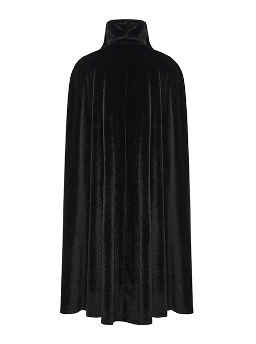 Black Non Elastic Thickened Faux Fur Front Three Dimensional Bat Collar Design Gothic Style Cape