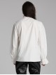Simple White Woven Front Center Three Dimensional Pleats With Metal Buttons Embellished Gothic Style Long Sleeved Shirt
