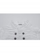Simple White Woven Front Center Three Dimensional Pleats With Metal Buttons Embellished Gothic Style Long Sleeved Shirt