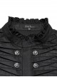 Simple Black Woven Front Center Three Dimensional Pleats With Metal Buttons Embellished Gothic Style Long Sleeved Shirt