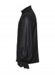 Simple Black Woven Front Center Three Dimensional Pleats With Metal Buttons Embellished Gothic Style Long Sleeved Shirt