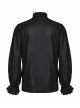 Simple Black Woven Front Center Three Dimensional Pleats With Metal Buttons Embellished Gothic Style Long Sleeved Shirt