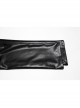 Simple Black Shiny Imitation Leather Front Center Three Dimensional Print With Rivet Embellishment Punk Style Oblique Pocket Trousers