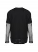 Black Fake Two Piece Knitted Patchwork Diamond Mesh Punk Style Decadent Long Sleeved T-Shirt
