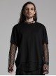 Black Fake Two Piece Knitted Patchwork Diamond Mesh Punk Style Decadent Long Sleeved T-Shirt