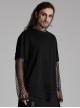 Black Fake Two Piece Knitted Patchwork Diamond Mesh Punk Style Decadent Long Sleeved T-Shirt