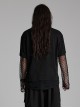Black Fake Two Piece Knitted Patchwork Diamond Mesh Punk Style Decadent Long Sleeved T-Shirt