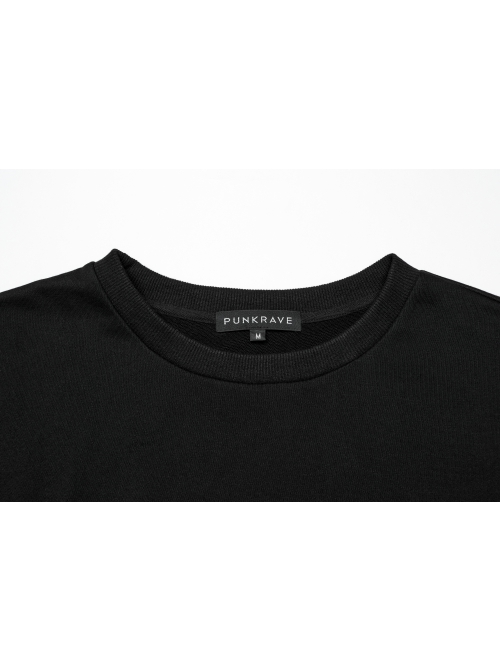Black Fake Two Piece Knitted Patchwork Diamond Mesh Punk Style Decadent Long Sleeved T-Shirt
