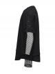 Black Fake Two Piece Knitted Patchwork Diamond Mesh Punk Style Decadent Long Sleeved T-Shirt