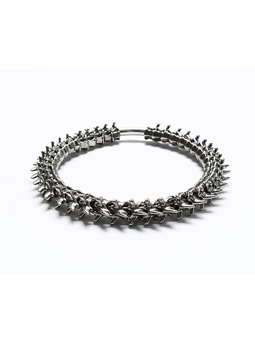 Personalized Retro Tin Alloy Imitation Spine Magnetic Buckle Design Punk Style Doomsday Necklace