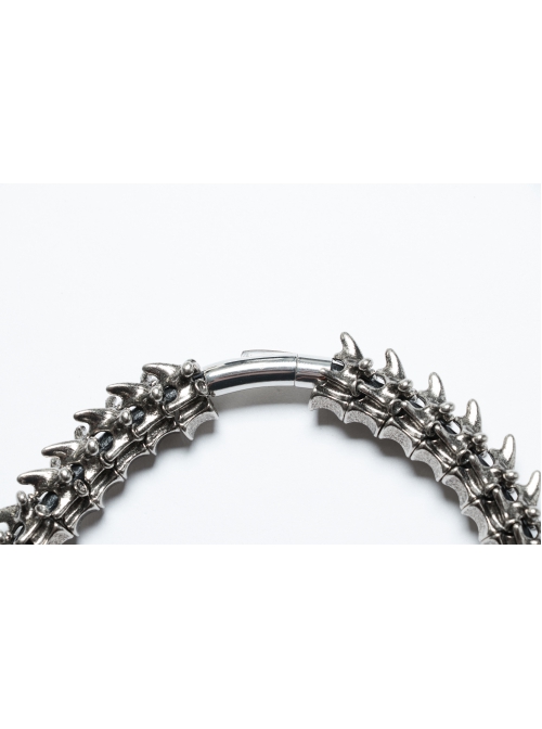 Personalized Retro Tin Alloy Imitation Spine Magnetic Buckle Design Punk Style Doomsday Necklace