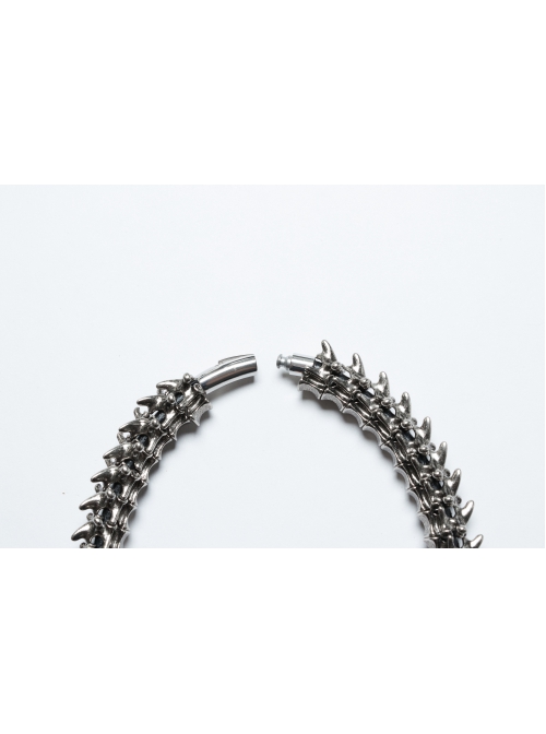 Personalized Retro Tin Alloy Imitation Spine Magnetic Buckle Design Punk Style Doomsday Necklace