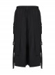 Black Non Stretch Twill Woven Side Personalized Loop Pocket Design Punk Style Loose Cropped Pants