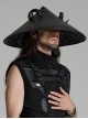 Dark Black Sheep Horns With Natural Bamboo Woven Punk Style Hat