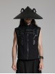 Dark Black Sheep Horns With Natural Bamboo Woven Punk Style Hat