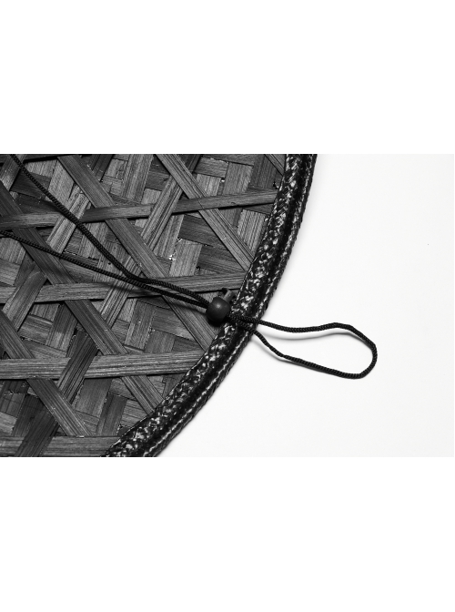 Dark Black Sheep Horns With Natural Bamboo Woven Punk Style Hat