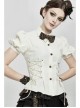 White Cotton Linen Short Bubble Sleeve Back Lace-Up Punk Blouse