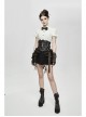 White Cotton Linen Short Bubble Sleeve Back Lace-Up Punk Blouse