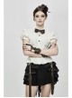 White Cotton Linen Short Bubble Sleeve Back Lace-Up Punk Blouse