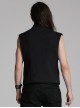 Black Stand Up Collar Wide Shoulders Three Dimensional Armor On The Front With Grid Squares Punk Style Flying Edge Slim Vest