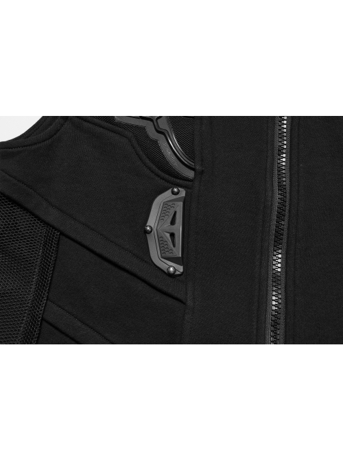 Black Stand Up Collar Wide Shoulders Three Dimensional Armor On The Front With Grid Squares Punk Style Flying Edge Slim Vest