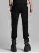 Handsome Black Versatile Stretch Twill Retro Woven Side Metal Eyelet Decorated Punk Style Trousers