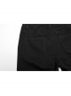 Handsome Black Versatile Stretch Twill Retro Woven Side Metal Eyelet Decorated Punk Style Trousers