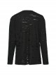Black Decadent Loose Elastic Ripped Knitted Gothic Style Long Sleeved T-Shirt