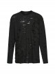 Black Decadent Loose Elastic Ripped Knitted Gothic Style Long Sleeved T-Shirt