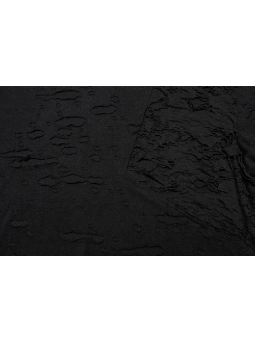Black Decadent Loose Elastic Ripped Knitted Gothic Style Long Sleeved T-Shirt