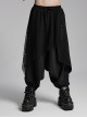 Personalized Irregular Black Stretch Knitted Splicing Diamond Mesh With Zipper Embellishment Punk Style Crotch Pants
