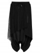 Personalized Irregular Black Stretch Knitted Splicing Diamond Mesh With Zipper Embellishment Punk Style Crotch Pants