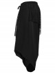 Personalized Irregular Black Stretch Knitted Splicing Diamond Mesh With Zipper Embellishment Punk Style Crotch Pants