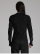 Black Personalized Stretch Knitted Front Panel Armor With Shiny Ribbon Embellishment Punk Style Long Sleeve T-Shirt