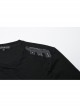 Black Personalized Stretch Knitted Front Panel Armor With Shiny Ribbon Embellishment Punk Style Long Sleeve T-Shirt