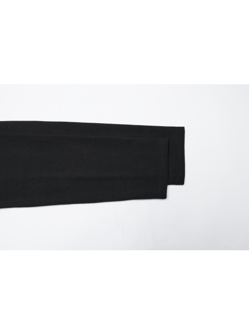 Black Personalized Stretch Knitted Front Panel Armor With Shiny Ribbon Embellishment Punk Style Long Sleeve T-Shirt