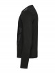 Black Personalized Stretch Knitted Front Panel Armor With Shiny Ribbon Embellishment Punk Style Long Sleeve T-Shirt